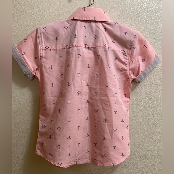 Pink Anchor Print Kids Button Down Shirt - Picture 5 of 13